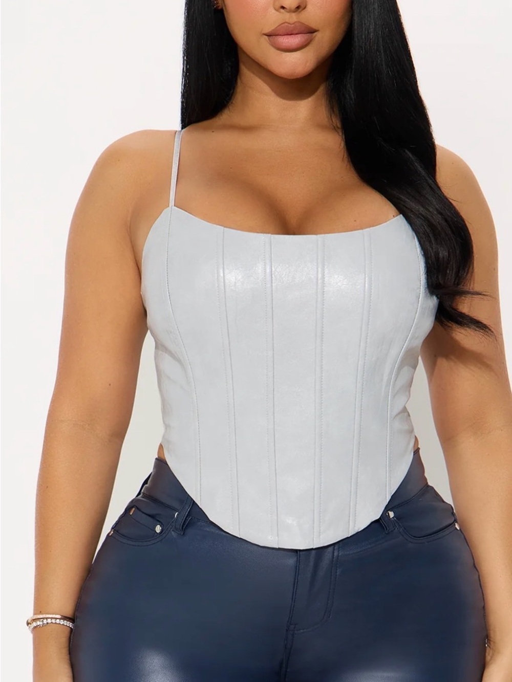 Fashion Nova Light Gray Corset-Style Camisole